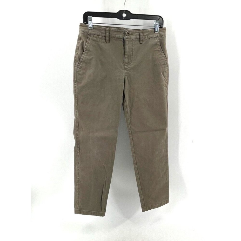 Lauren Ralph Lauren Olive Green Flat Front Chino Khaki Crop Pants Size 4P
